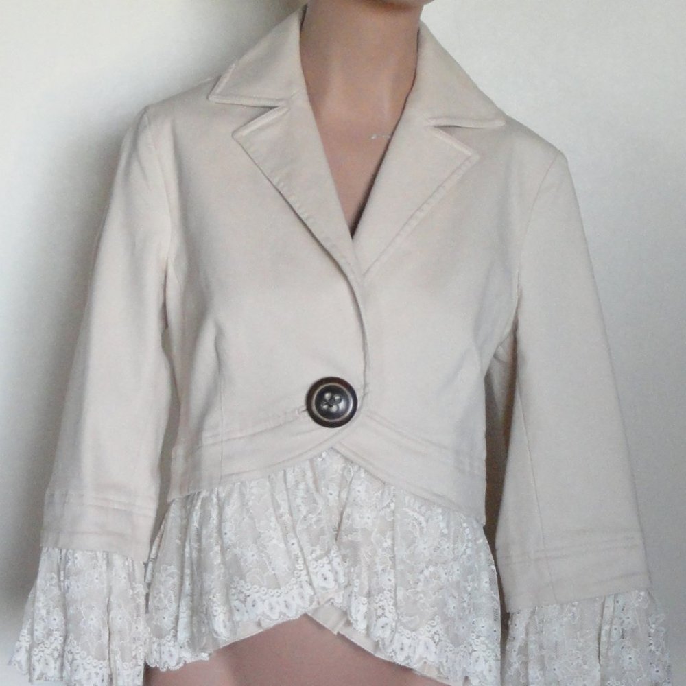 Robert Rodriguez Cotton & Lace  Cream Jacket